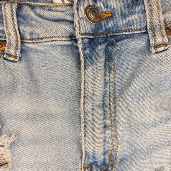 Wax Jean Light Blue Distressed Denim Shorts - Picture 2 of 7
